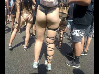 Candid asian ass in thong music festival